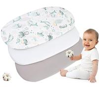 Medi Partners Drap Housse Nacelle 86x40cm Lot de 3 Draps Bebe Matelas Lit Couffin Cododo Landau - 100% Coton Ovale Poussette Bébé Fitted Sheets Cover pour Mattress (Océan-Blanc-Gris)