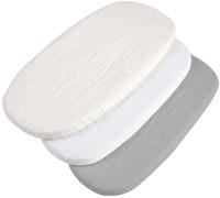 Medi Partners Drap Housse Nacelle 86x40cm Lot de 3 Draps Bebe Matelas Lit Couffin Cododo Landau - 100% Coton Mousseline Ovale Poussette Bébé Fitted Sheets Cover pour Mattress (Beige-Blanc-Gris)