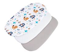 Medi Partners Drap Housse Nacelle 86x40cm Lot de 3 Draps Bebe Matelas Lit Couffin Cododo Landau - 100% Coton Ovale Poussette Bébé Fitted Sheets Cover pour Mattress (Boho Animals-Blanc-Gris)