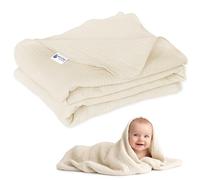 Medi Partners Mousseline Couverture Bebe 100x150cm Couvertures de Bébé Plaid Enfant Nouveau-né 100% Coton pour Cadeau Naissance Multifonctionnel Bilatéral pour Landaus(Beige)