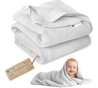 Medi Partners Mousseline Couverture Bébé 100x150cm Couvertures Nouveau-né | Plaid enfant 100 % coton, réversible et multifonction, pour lit bébé et poussette, cadeau de naissance(Gris)