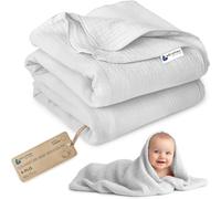 Medi Partners Mousseline Couverture Bebe 60x75cm Couvertures de Bébé Plaid Enfant Nouveau-né 100% Coton pour Cadeau Naissance Multifonctionnel Bilatéral pour Landaus (Gris)