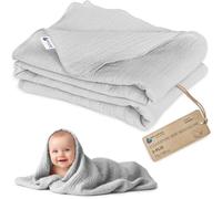Medi Partners Mousseline Couverture Bebe 75x100cm Couvertures de Bébé Plaid Enfant Nouveau-né 100% Coton pour Cadeau Naissance Multifonctionnel Bilatéral pour Landaus(Gris)
