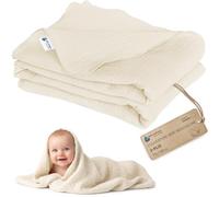 Medi Partners Mousseline Couverture Bebe 75x100cm Couvertures de Bébé Plaid Enfant Nouveau-né 100% Coton pour Cadeau Naissance Multifonctionnel Bilatéral pour Landaus(Beige)