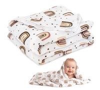 Medi Partners Mousseline Couverture Bebe 75x100cm Couvertures de Bébé Plaid Enfant Nouveau-né 100% Coton pour Cadeau Naissance Multifonctionnel Bilatéral pour Landaus(Arc-en-Ciel)