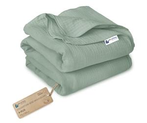 Medi Partners Mousseline Couverture Bébé 75x100cm Couvertures Nouveau-né | Plaid enfant 100 % coton, réversible et multifonction, pour lit bébé et poussette, cadeau de naissance(Olive)