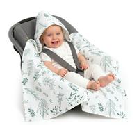 Medi Partners Mousseline nid d'Ange Bebe été Couverture enveloppante Bébé siege Auto 85x85cm Couvertures bebe nid d'ange Une Douce Oeko-Tex Moelleuse pour landaus (Feuille d'olivier)