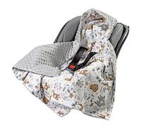Medi Partners nid d'ange Bebe été Couverture enveloppante Bébé Siege Auto 85x85cm Couvertures Bebe nid d'ange Une Douce Oeko-Tex Moelleuse pour landaus (Cerf avec Minky Gris)