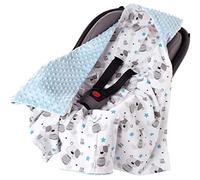 Medi Partners nid d'ange Bebe été Couverture enveloppante Bébé Siege Auto 85x85cm Couvertures Bebe nid d'ange Une Douce Oeko-Tex Moelleuse pour landaus (Teddy avec Un Minky Bleu)