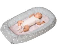 Medi Partners Nid d'ange Bébé Réducteur de Lit Nouveau-né Cocon 100x60x15cm | Réversible, coton 100 % et Minky, doux et moelleux, portable pour la maison et voyages dès la naissance (Étoiles roses)