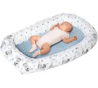 Medi Partners Nid d'ange Bébé Réducteur de Lit Nouveau-né Cocon 100x60x15cm | Réversible, coton 100 % et Minky, doux et moelleux, portable pour la maison et voyages dès la naissance (Teddy avec bleu)