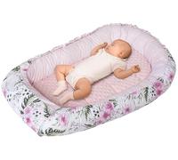 Medi Partners Nid d'ange Bébé Réducteur de Lit Nouveau-né Cocon 100x60x15cm | Réversible, coton 100 % et Minky, doux et moelleux, portable pour la maison et voyages dès la naissance (Fleurs Rose)