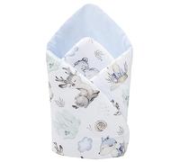 Medi Partners Oreiller 100% Coton 75x75 cm Couverture d'emmaillotage réversible Douce Toute l'année multifonctionnelle hypoallergénique pour bébé (Cerf et Hérisson)