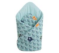 Medi Partners Oreiller 100% Coton 75x75 cm Couverture d'emmaillotage réversible Douce Toute l'année multifonctionnelle hypoallergénique pour bébé (Ours dans la forêt avec des Points de Menthe)