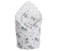 Medi Partners Oreiller 100% Coton 75x75 cm Couverture d'emmaillotage réversible Douce Toute l'année multifonctionnelle hypoallergénique pour bébé (Teddy avec étoiles Roses foncées)