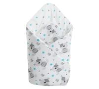 Medi Partners Oreiller 100% Coton 75x75 cm Couverture d'emmaillotage réversible Douce Toute l'année multifonctionnelle hypoallergénique pour bébé (Teddy avec étoiles Bleues)