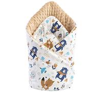 Medi Partners Oreiller Minky 100% Coton 75x75cm Gigoteuse bébé Double Face Doux Toute l'année Multifonction hypoallergénique pour bébés (Animaux Boho avec Beige Minky)