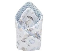 Medi Partners Oreiller Minky 100% Coton 75x75cm Gigoteuse bébé Double Face Doux Toute l'année Multifonction hypoallergénique pour bébés (Cerf et Hérisson avec Minky Bleu Clair)