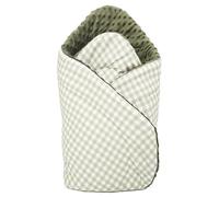 Medi Partners Oreiller Minky 100% Coton 75x75cm Gigoteuse bébé Double Face Doux Toute l'année Multifonction hypoallergénique pour bébés (Grille avec Olive Minky)