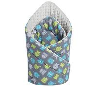 Medi Partners Oreiller Minky 100% Coton 75x75cm Gigoteuse bébé Double Face Doux Toute l'année Multifonction hypoallergénique pour bébés (Créatures avec Gris Minky)