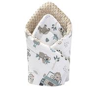 Medi Partners Oreiller Minky 100% Coton 75x75cm Gigoteuse bébé Double Face Doux Toute l'année Multifonction hypoallergénique pour bébés (Mint Zoo avec Beige Minky)