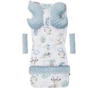Medi Partners Poussette Coussin Bebe Reducteur Siege Cushions Matelas Chaise Haute - Réducteur Universelle Minky Coton Cushion Seat pour Bébé 78x35cm (Cerf et Hérisson avec Minky Bleu Clair)