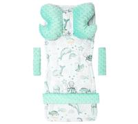 Medi Partners Coussin universel pour le siège et la poussette 5 pièces insert de poussette superposition pour ceintures + pour le serre-tête Minky Coton (Océan à la Menthe Minky)