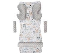 Medi Partners Coussin universel pour le siège et la poussette 5 pièces insert de poussette superposition pour ceintures + pour le serre-tête Minky Coton (Glade avec Minky Gris)