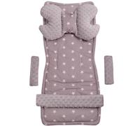 Medi Partners Poussette Coussin Bebe Reducteur Siege Cushions Matelas Chaise Haute - Réducteur Universelle Minky Coton Cushion Seat pour Bébé 78x35cm (Étoiles blanches sur gris avec gris Minky)