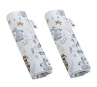 Medi Partners 2 pièces Protège de Ceinture pour Voiture 17x22cm Bébé 100% Coton Minky Double Face Voiture de Sport Points de Frottement (Cerf avec Minky Gris)