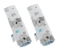 Medi Partners 2 pièces Protège de Ceinture pour Voiture 17x22cm Bébé 100% Coton Minky Double Face Voiture de Sport Points de Frottement (Teddy avec Un Minky Bleu)