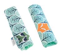 Medi Partners 2 pièces Protège de Ceinture pour Voiture 17x22cm Bébé 100% Coton Minky Double Face Voiture de Sport Points de Frottement (Forêt à la Menthe Minky)