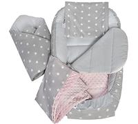 Medi Partners Réducteur de Lit Bébé 5 éléments Cocon Nid bébé 100x60x15cm | Nid pour bébé réversible en coton 100%, doux et douillet, pour la maison et les voyages dès la naissance (Étoiles Rose )