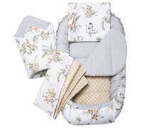 Medi Partners Réducteur de Lit Bébé 5 éléments Cocon Nid bébé 100x60x15cm | Nid pour bébé réversible en coton 100%, doux et douillet, pour la maison et les voyages dès la naissance (Safari)