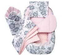Medi Partners Réducteur de Lit Bébé 5 éléments Cocon Nid bébé 100x60x15cm | Nid pour bébé réversible en coton 100%, doux et douillet, pour la maison et les voyages dès la naissance (Berry)