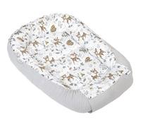 Medi Partners Reducteur de lit Bébé Cocon 100x60x15cm 100% Coton Waffle Baby Nest Nouveau-né Nid de Bébés Oreiller Couverture Fermoir sécurisé (Cerf avec Waffle Gris)