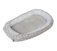 Medi Partners Reducteur de Lit Bebe - Réducteur Bébé 100x60x15cm Cocon et Naissance couffin Nid d'ange bilatéral Cale 100% Coton Minky (Étoiles avec Gris Minky)