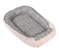 Medi Partners Reducteur de Lit Bebe - Réducteur Bébé 100x60x15cm Cocon et Naissance couffin Nid d'ange 100% Coton Gaufre (Étoiles Grises avec Gaufre Rose Clair)