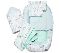Medi Partners Reducteur de Lit Bebe - Réducteur Bébé 100x60x15cm 5 éléments Cocon et Naissance Nid d'ange bilatéral Cale 100% Coton Minky (Océan à la Menthe Minky)