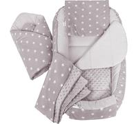Medi Partners Reducteur de Lit Bebe - Réducteur Bébé 100x60x15cm 5 éléments Cocon et Naissance Nid d'ange bilatéral Cale 100% Coton Minky (Étoiles avec Minky Gris)