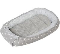 Medi Partners Reducteur de Lit Bebe - Réducteur Bébé 100x60x15cm Cocon et Naissance couffin Nid d'ange bilatéral Cale 100% Coton Minky (Étoiles avec Gris Minky)