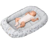 Medi Partners Reducteur de Lit Bebe - Réducteur Bébé 100x60x15cm Cocon et Naissance couffin Nid d'ange bilatéral Cale 100% Coton Minky (Cerf en Feuilles avec Minky Gris)