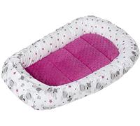 Medi Partners Reducteur de lit Bébé Cocon 100x60x15cm 100% Coton Baby Nest Nouveau-né Nid de Bébés Oreiller Couverture Insert Amovible (Teddy avec Rose Minky)