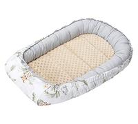 Medi Partners Reducteur de lit Bébé Cocon 100x60x15cm 100% Coton Baby Nest Nouveau-né Nid de Bébés Oreiller Couverture Insert Amovible (Safari avec Minky Beige)