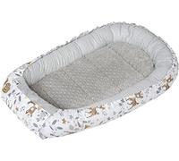 Medi Partners Reducteur de lit Bébé Cocon 100x60x15cm 100% Coton Baby Nest Nouveau-né Nid de Bébés Oreiller Couverture Insert Amovible (Cerf avec Minky Gris)