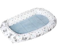Medi Partners Reducteur de Lit Bebe - Réducteur Bébé 100x60x15cm Cocon et Naissance couffin Nid d'ange bilatéral Cale 100% Coton Minky (Teddy avec du Bleu Minky)