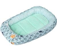 Medi Partners Reducteur de Lit Bebe - Réducteur Bébé 100x60x15cm Cocon et Naissance couffin Nid d'ange bilatéral Cale 100% Coton Minky (Forêt à la Menthe Minky)