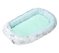 Medi Partners Reducteur de lit Bébé Cocon 100x60x15cm 100% Coton Baby Nest Nouveau-né Nid de Bébés Oreiller Couverture Insert Amovible (Océan à la Menthe Minky)