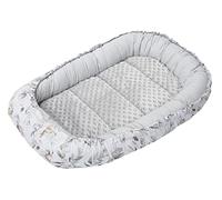 Medi Partners Reducteur de lit Bébé Cocon 100x60x15cm 100% Coton Baby Nest Nouveau-né Nid de Bébés Oreiller Couverture Insert Amovible (Cerf en feuilles avec Minky gris)