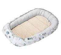 Medi Partners Reducteur de lit Bébé Cocon 100x60x15cm 100% Coton Baby Nest Nouveau-né Nid de Bébés Oreiller Couverture Insert Amovible (Mint Zoo avec Minky beige)